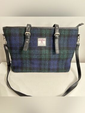 Black & Navy Plaid Tote Bag